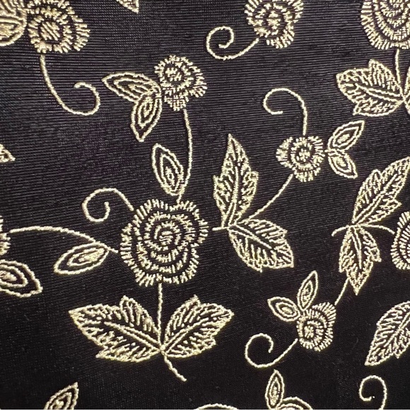 Black and Gold Embroidered Top Sheer Sleeves - Picture 7 of 9